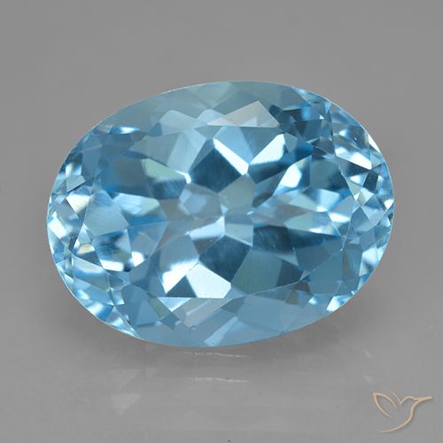 24.36캐럿 천연 스카이 블루 토파즈, 타원형 컷, 19.9×15.1 mm, VVS