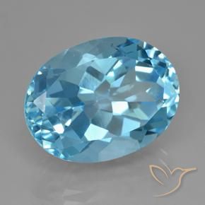 24.36캐럿 천연 스카이 블루 토파즈, 타원형 컷, 19.9×15.1 mm, VVS