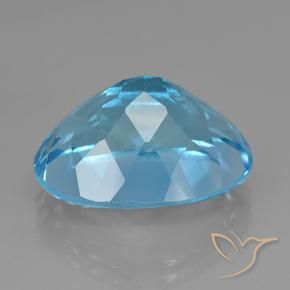 24.36캐럿 천연 스카이 블루 토파즈, 타원형 컷, 19.9×15.1 mm, VVS