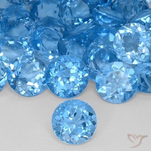 4.43ct 자연스러운 스위스 블루 황옥, 둥근, VVS-VS