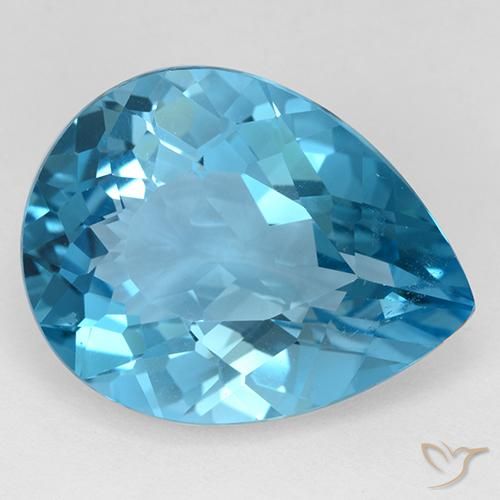 30.91ct 자연스러운 스위스 블루 황옥, 배 모양, VVS