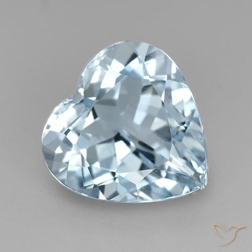 3.92ct 자연스러운 하늘색 황옥, 마음, VVS-VS