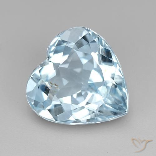 4.34ct 자연스러운 하늘색 황옥, 마음, VVS-VS