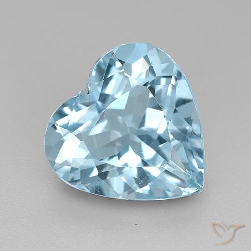 3.84ct 자연스러운 하늘색 황옥, 마음, VVS-VS