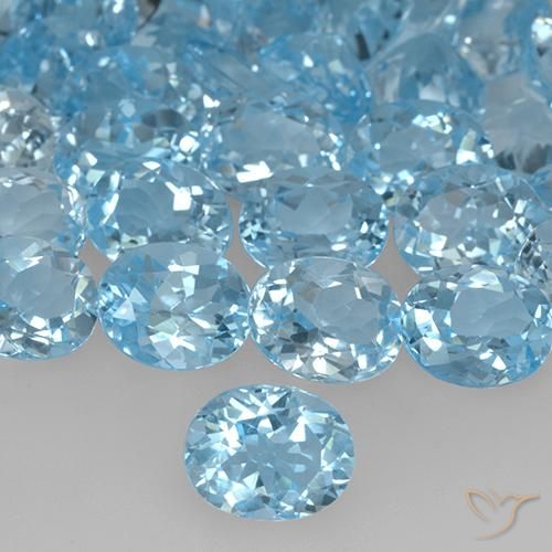 3.38ct 자연스러운 하늘색 황옥, 타원형, VVS-VS