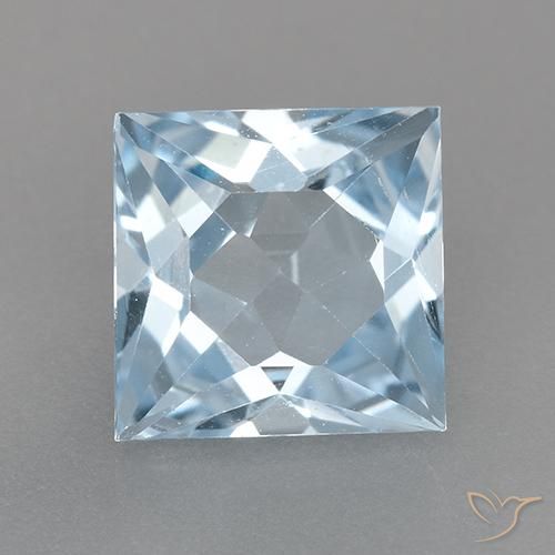 2.89캐럿 천연 스위스 블루 토파즈, 스퀘어, 8×7.8 mm, VVS-VS