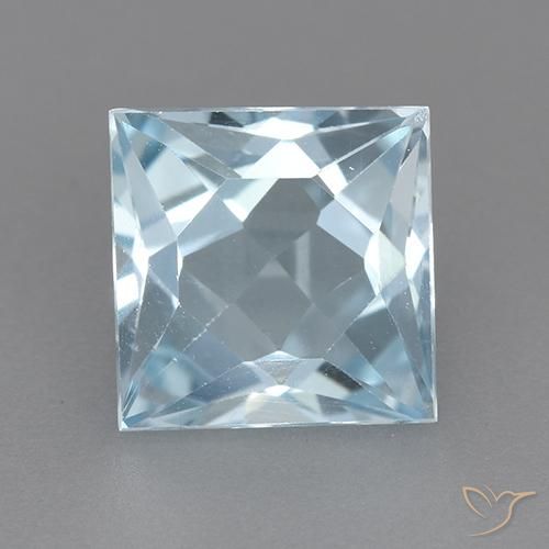 2.81ct 자연스러운 하늘색 황옥, 정사각형, VVS-VS