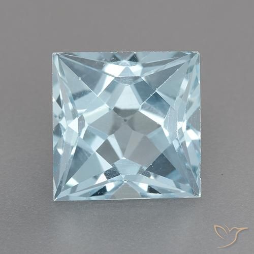 3.18ct 자연스러운 하늘색 황옥, 정사각형, VVS-VS
