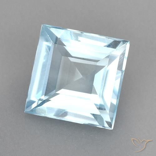 2.55ct 자연스러운 하늘색 황옥, 정사각형, VVS