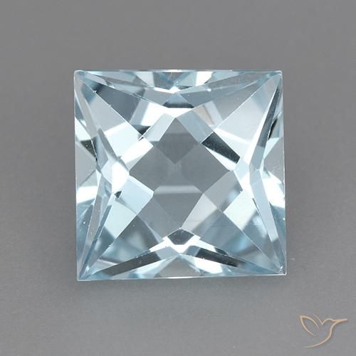 3.23ct 자연스러운 하늘색 황옥, 정사각형, VVS