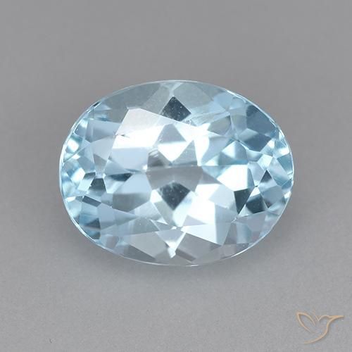 3.44ct 자연스러운 하늘색 황옥, 타원형, VVS-VS