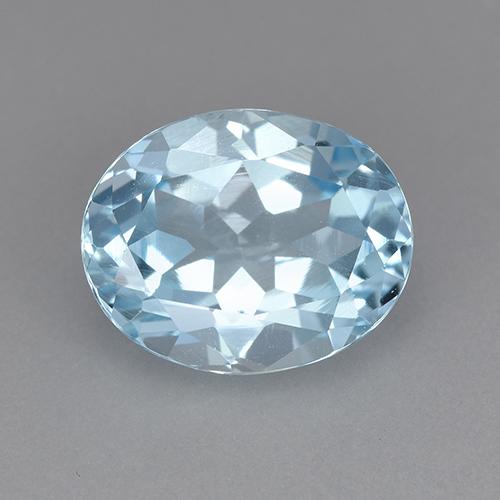 3.19캐럿 천연 스카이 블루 토파즈, 타원형 컷, 10.1×8 mm, VVS