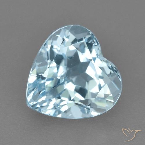 3.98ct 자연스러운 하늘색 황옥, 마음, VVS-VS