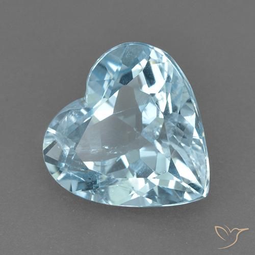4.47캐럿 천연 스카이 블루 토파즈, 하트 모양, 10.3×10.1 mm, VVS-VS