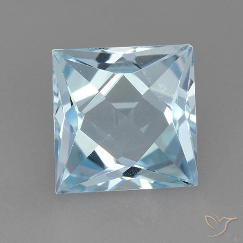3.25ct 자연스러운 하늘색 황옥, 정사각형, VVS-VS