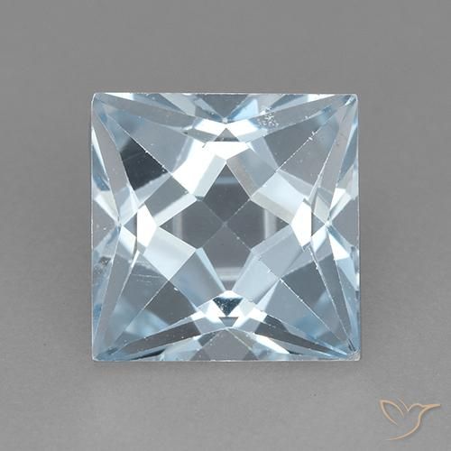 3.25ct 자연스러운 하늘색 황옥, 정사각형, VVS-VS