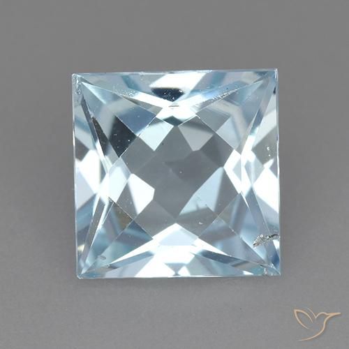 2.76ct 자연스러운 하늘색 황옥, 정사각형, VVS-VS