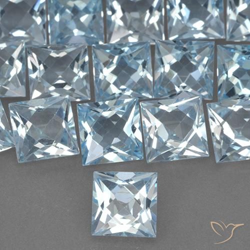 2.08ct 자연스러운 하늘색 황옥, 정사각형, VVS-VS