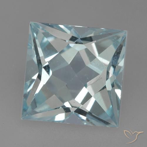 3.31ct 자연스러운 하늘색 황옥, 정사각형, VVS