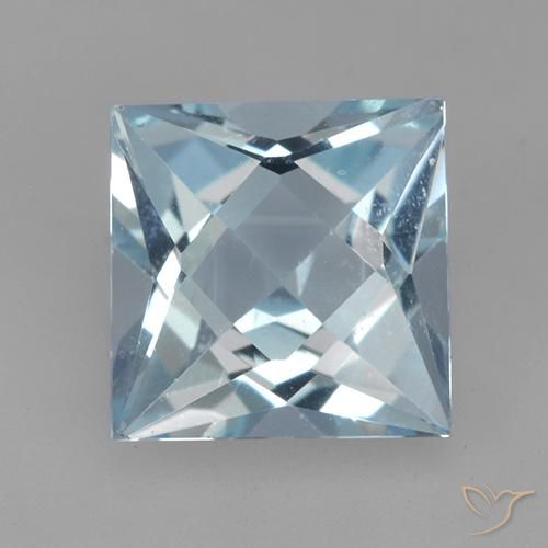 2.04ct 자연스러운 하늘색 황옥, 정사각형, VVS