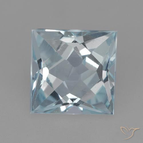 2.01ct 자연스러운 하늘색 황옥, 정사각형, VVS-VS