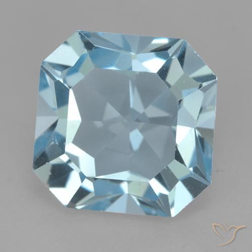 4.23캐럿 천연 스카이 블루 토파즈, 에메랄드 컷, 9.2×9.2 mm, VVS-VS