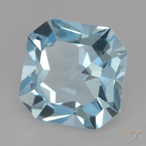 4.23캐럿 천연 스카이 블루 토파즈, 에메랄드 컷, 9.2×9.2 mm, VVS-VS