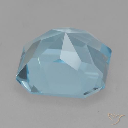 4.23캐럿 천연 스카이 블루 토파즈, 에메랄드 컷, 9.2×9.2 mm, VVS-VS