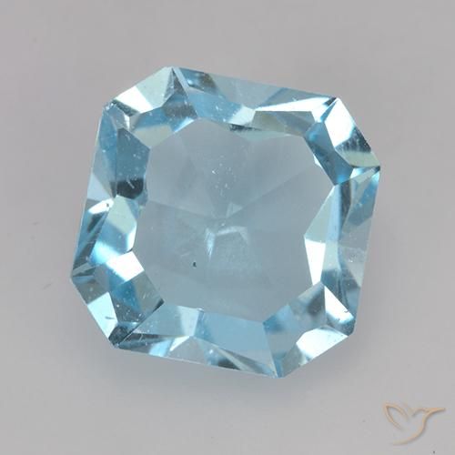 4.11ct 자연스러운 하늘색 황옥, 에메랄드 컷, VVS-VS