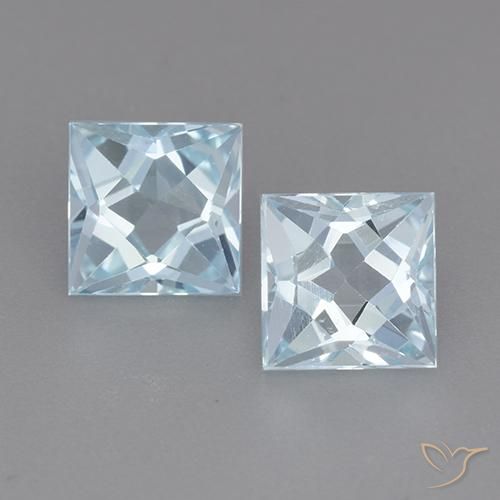 3.98ctw 자연스러운 하늘색 황옥, 정사각형, VVS