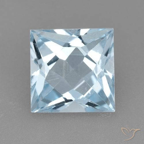 2.10ct 자연스러운 하늘색 황옥, 정사각형, VVS-VS