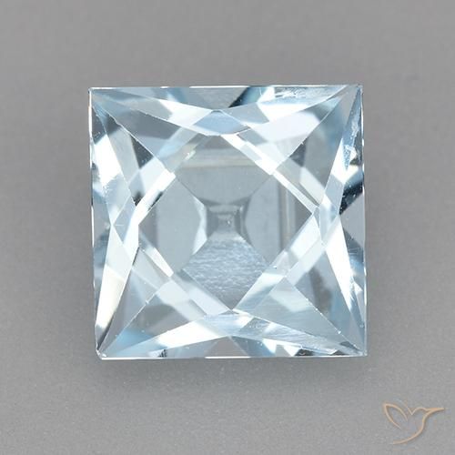 2.10ct 자연스러운 하늘색 황옥, 정사각형, VVS