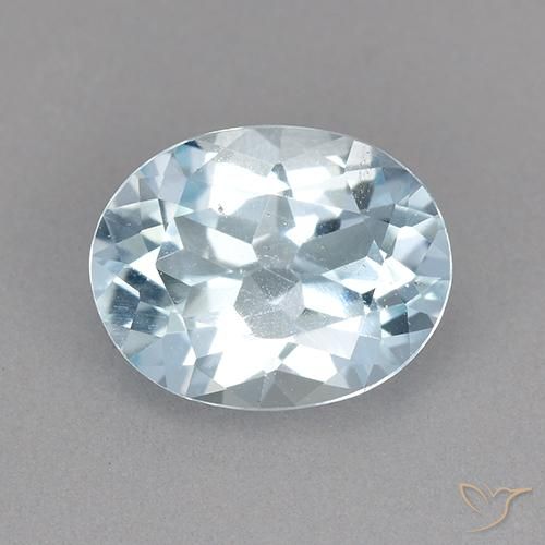 2.14ct 자연스러운 하늘색 황옥, 타원형, VVS-VS