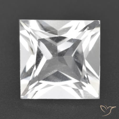 4.42ct 자연스러운 하얀색 황옥, 정사각형, VVS-VS