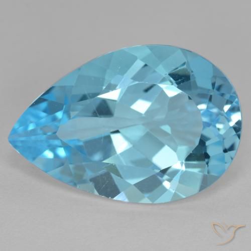 11.62ct 자연스러운 스위스 블루 황옥, 배 모양, VVS