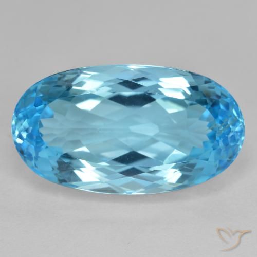 13.52ct 자연스러운 스위스 블루 황옥, 타원형, VS