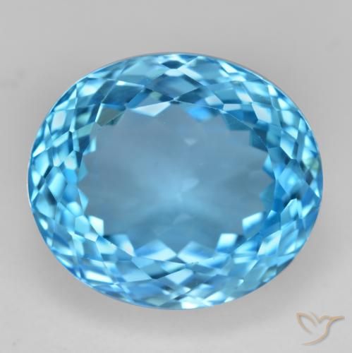 17.73ct 자연스러운 스위스 블루 황옥, 타원형, VVS