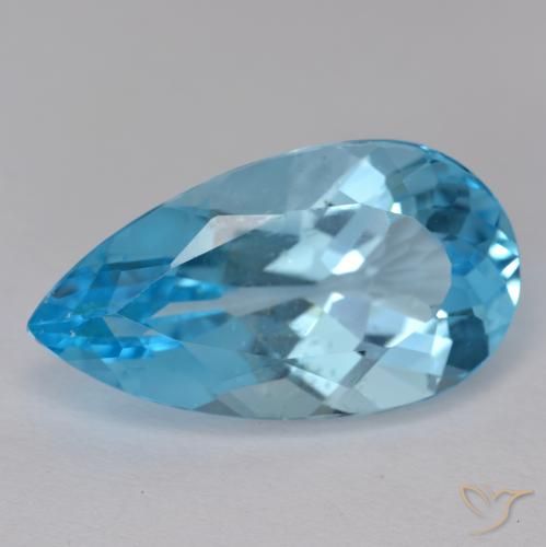 13.99ct 자연스러운 스위스 블루 황옥, 배 모양, VS-SI