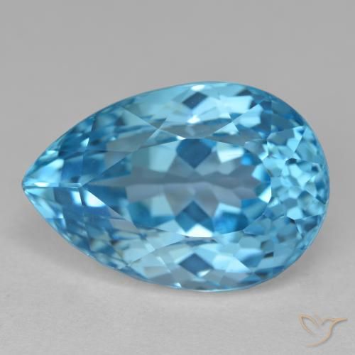 15.71ct 자연스러운 스위스 블루 황옥, 배 모양, VVS-VS