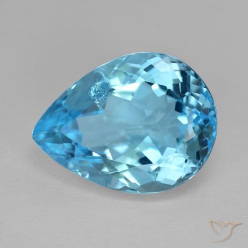 14.54ct 자연스러운 스위스 블루 황옥, 배 모양, VS-SI