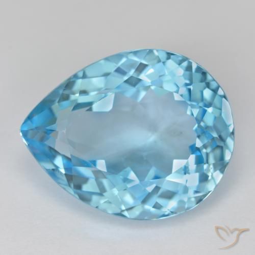 16.84ct 자연스러운 하늘색 황옥, 배 모양, VVS-VS