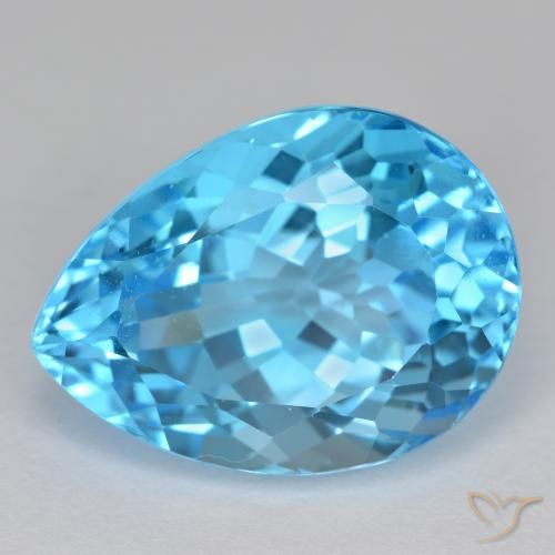 17.71ct 자연스러운 스위스 블루 황옥, 배 모양, VVS-VS