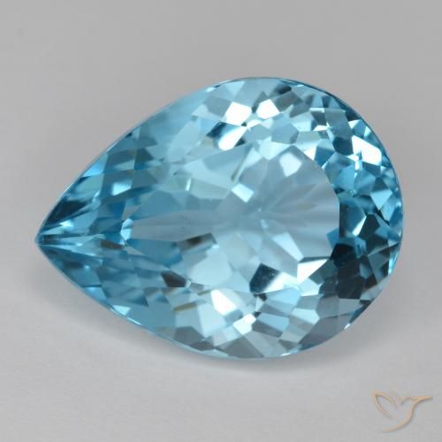 18.47ct 자연스러운 스위스 블루 황옥, 배 모양, VVS-VS
