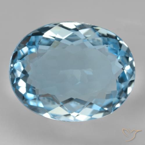 18.39ct 자연스러운 스위스 블루 황옥, 타원형, VVS