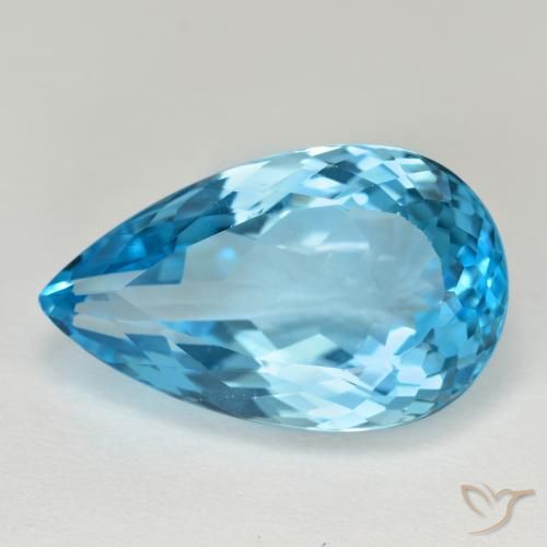15.94캐럿 천연 스위스 블루 토파즈, 배 모양, 19.9×12.1 mm, VVS-VS
