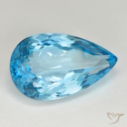 15.94캐럿 천연 스위스 블루 토파즈, 배 모양, 19.9×12.1 mm, VVS-VS