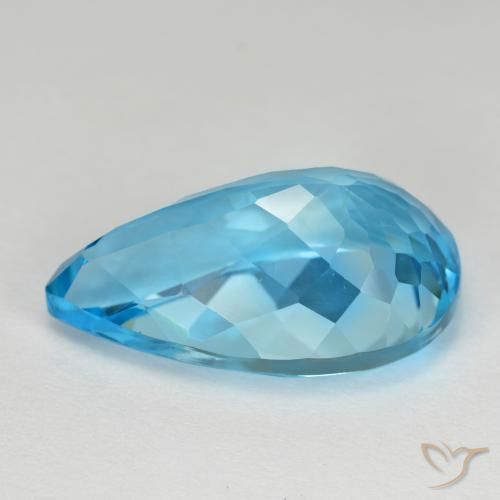 15.94캐럿 천연 스위스 블루 토파즈, 배 모양, 19.9×12.1 mm, VVS-VS