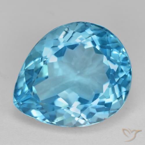 18.72ct 자연스러운 스위스 블루 황옥, 배 모양, VVS-VS
