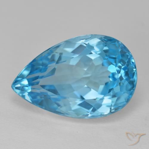 16.77ct 자연스러운 스위스 블루 황옥, 배 모양, VVS
