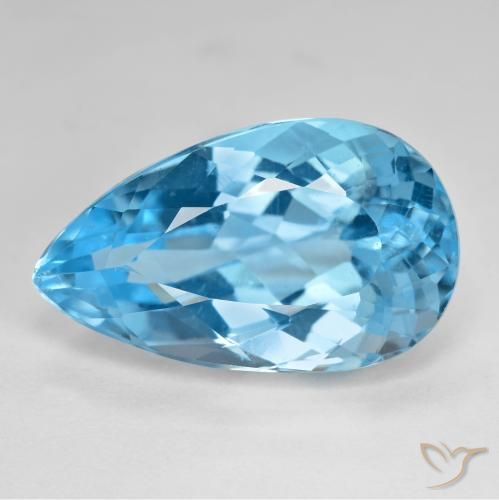 21.44ct 자연스러운 스위스 블루 황옥, 배 모양, VS
